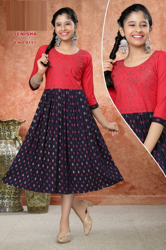 Jenisha Vol 3 Girls Anarkali Kurti  Kids Catalog
